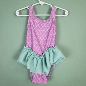 Cat & Jack Girl's One Piece Mermaid Purple Green Swimsuit Size 2T